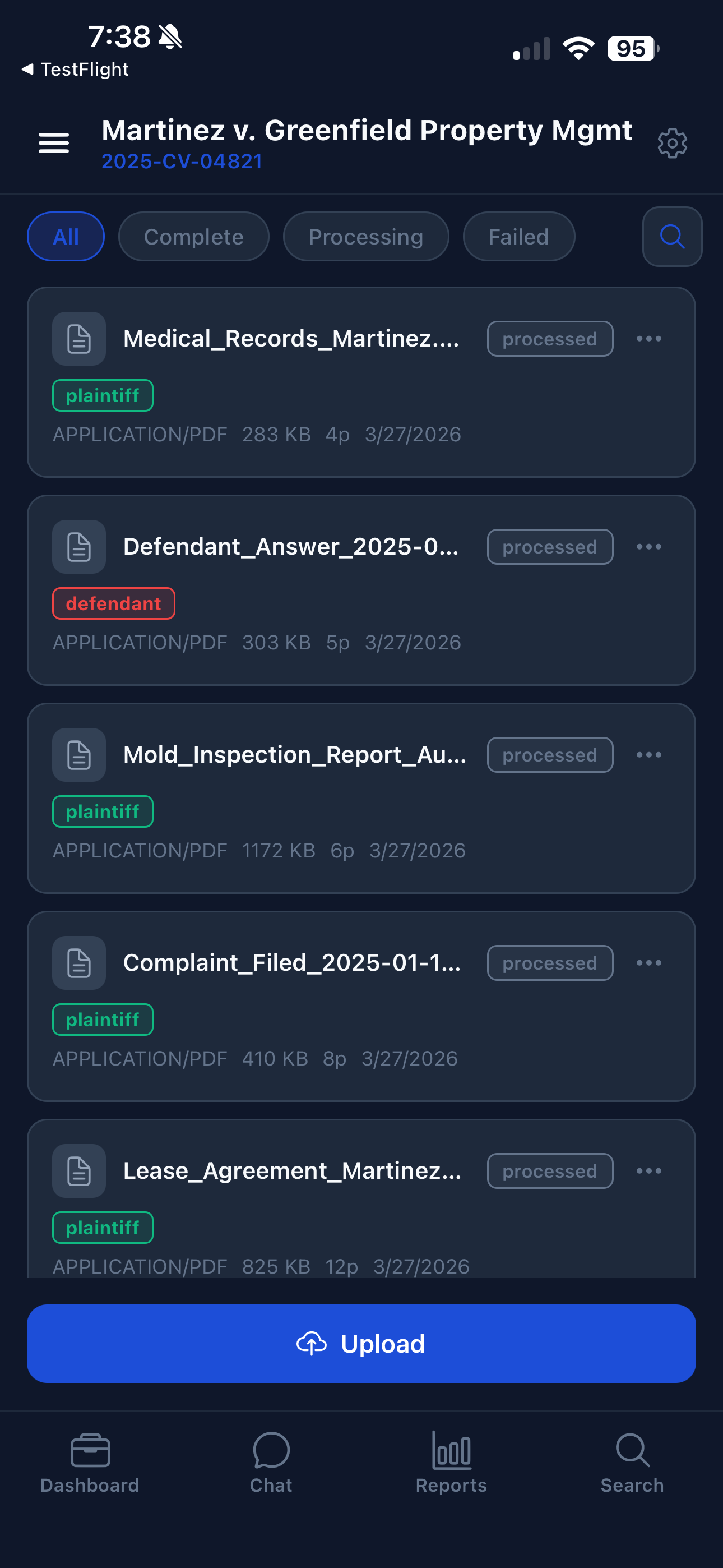 Document management screen